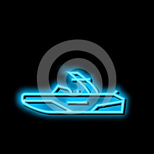 wakeboard ski boat neon glow icon illustration