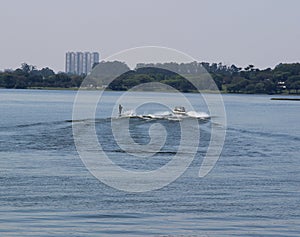 Wakeboard watersport in the lake on sunny day