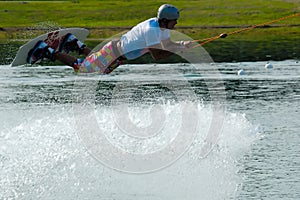 Wakeboarder in flight