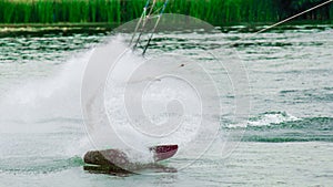 Wakeboarder making wave