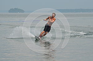 Wakeboarder Riding Regular on Casco Bay in Maine