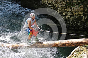 Wakeboarder in a river