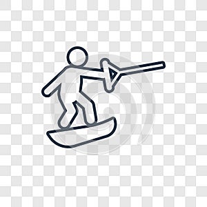 Wakeboarding concept vector linear icon isolated on transparent