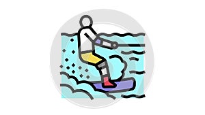 wakeboarding extreme sport color icon animation