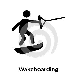 Wakeboarding icon vector isolated on white background, logo concept of Wakeboarding sign on transparent background, black filled