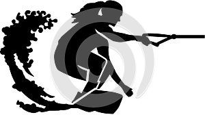 Wakeboarding woman silhouette