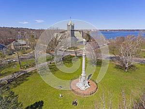 Wakefield historic town center aerial view, Wakefield, Massachusetts, USA