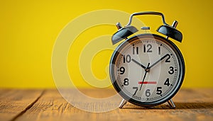 Waking up to old fashioned alarm clock ringing generated by AI