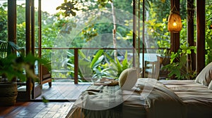 Waking up to the peaceful sound of birdsong surrounded by lush greenery is the perfect start to a restful day at the photo
