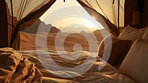 Waking up to the warm sunlight and golden sand dunes outside their Bedouin tent guests cant help but feel connected to