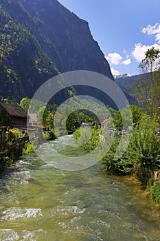 Waldbach river in Hallstatt, Austria, Europe.