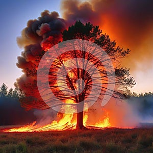 Waldbrand mit BÃÂ¤umen im technology