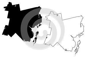 Waldo County, Maine U.S. county, United States of America, USA, U.S., US map vector illustration, scribble sketch Waldo map