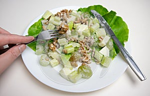 Waldorf Salad on a white plate