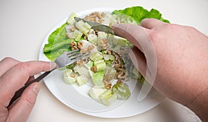 Waldorf Salad on a white plate