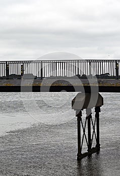 Wales, Caernarfon. A detail of the swing bridge.