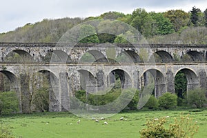 Wales, the Ceiriog Valley at Chirk on the England-Wales border.  A UNESCO site.  The aqueduct and viaduct.