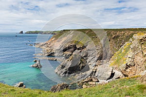 Wales coastal scene towards Skomer Island Pembrokeshire