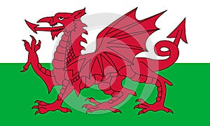 Wales flag in official colors and with aspect ratio of 3:5