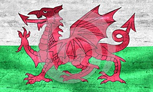 Wales flag - realistic waving fabric flag