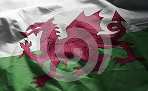 Wales Flag Rumpled Close Up