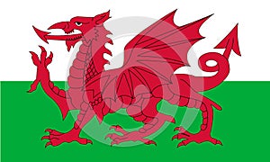 Wales national Flag in standard proportion color mode RGB photo