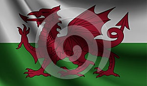 Wales flag waving. background for patriotic and national design. illustration