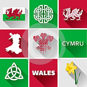 Wales Flat Icon Set photo