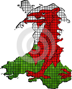 Wales map with flag inside