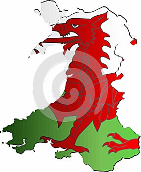 Wales map with flag inside