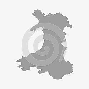 Wales map in gray on a white background