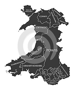 Wales Map labelled black