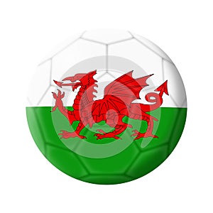 Wales soccer ball football 3d illustration isolated on white with clipping path