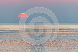 Wales sunset over ocean scene