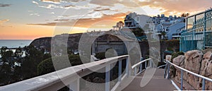 Walk above the Dana Point Harbor at sunset