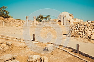 Walk on Amman Citadel Hill. Archaeological site. Tourism industry. Summer vacation. Travel concept. Tourist attraction. Sightseein