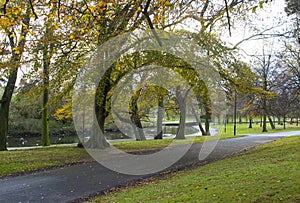 A walk in Autumn through Ward Park in Bangor County Down in Northern Ireland