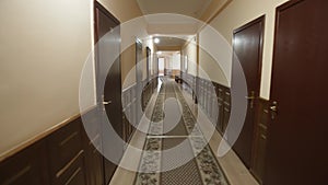 Walk down the hotel corridor