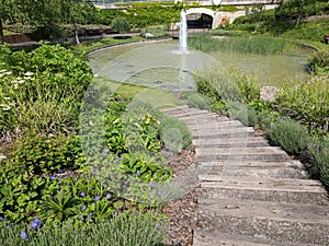 A walk down to the fountain pond