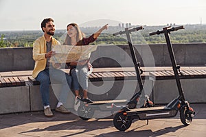 Walk on an electric scooter