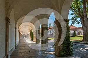 The walk in the historic bath house Sprudelhof, Bad Nauheim, Hesse, Germany