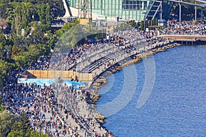 Walk of a large number of people on the seaside boulevard in Baku