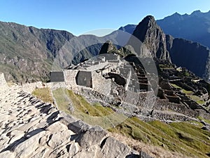 Walk at Machu Picchu ruins - one of the New Seven Wonders of the World