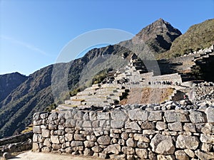 Walk at Machu Picchu ruins - one of the New Seven Wonders of the World