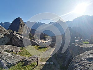 Walk at Machu Picchu ruins - one of the New Seven Wonders of the World