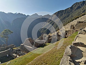 Walk at Machu Picchu ruins - one of the New Seven Wonders of the World