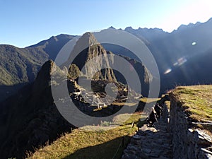 Walk at Machu Picchu ruins - one of the New Seven Wonders of the World