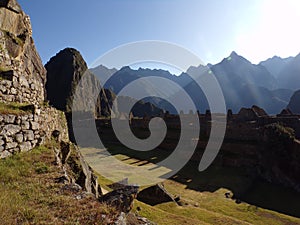 Walk at Machu Picchu ruins - one of the New Seven Wonders of the World