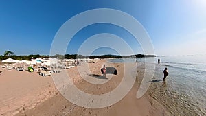 Walk on the Perla Beach near Primorsko resort in Bulgaria