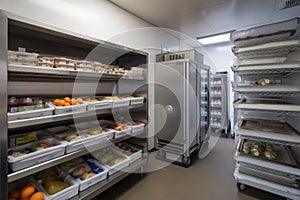 walk-in refrigerator with shelves stocked and ready for business